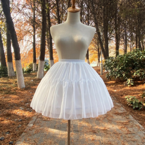 Lolita Fluffy Organza Petticoat in White, A-line Tutu Petticoat Above-the-knee Underskirt