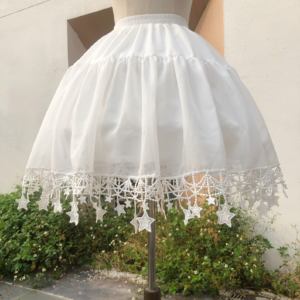Lolita Stars Fluffy Organza Petticoat in White, A-line Tutu Petticoat Above-the-knee Underskirt