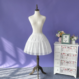 Lolita Fluffy Organza 2 Layer Petticoat in White, A-line Tutu Petticoat Above-the-knee Underskirt