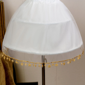 Gold Star Lolita Fluffy Organza Petticoat in White, A-line Tutu Petticoat Above-the-knee Underskirt