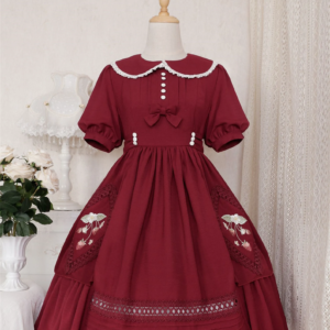 Strawberry Lily Burgundy Red Vintage Lolita Dress, Sweet Lolita Dress