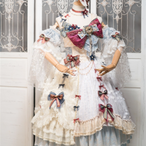 Vintage Embroidery Patchwork Lolita Dress, Lace Ruffles Dress