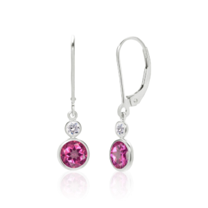 Hot Pink Topaz Earrings in 14K Solid Gold – White or Yellow Gold