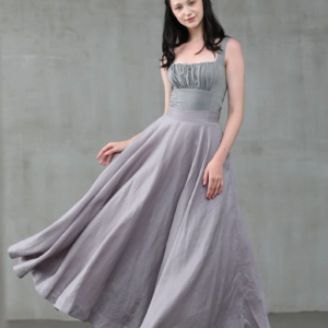 maxi skirt, tulle skirt, linen skirt, silver gray skirt, bridesmaid skirt, prom skirt